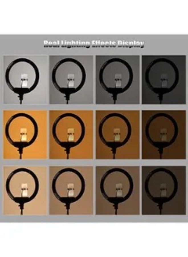 حلقة إضاءة LED مقاس 18 بوصة بإضاءة قابلة للتعتيم وبسطوع قابل للتعتيم بقدرة 48 وات ودرجة حرارة لونية 2700 5500 كلفن مع حامل ثلاثي القوائم للهاتف الخلوي للتصوير الفوتوغرافي أسود - Image 3