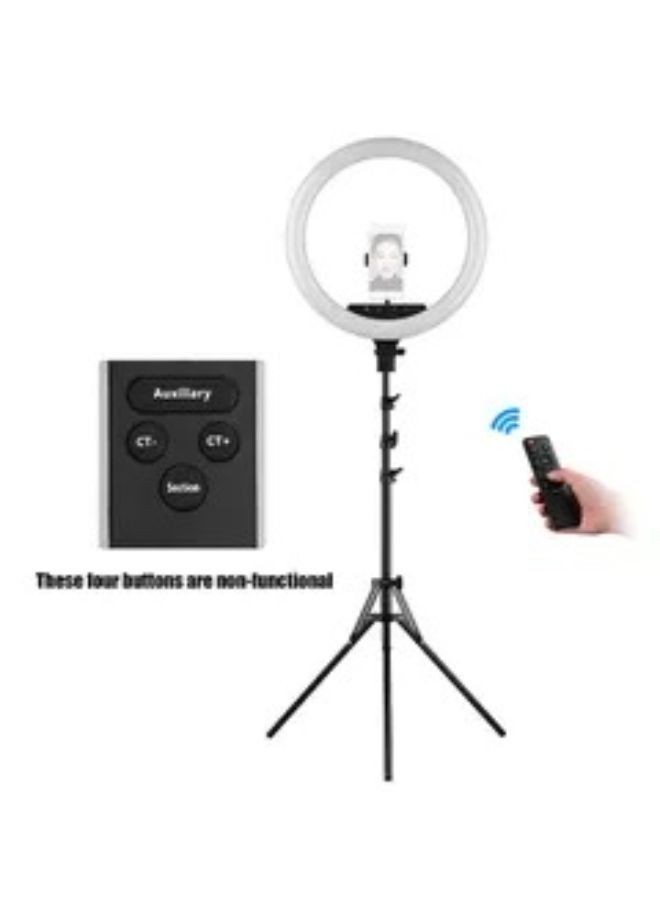 حلقة إضاءة LED مقاس 18 بوصة بإضاءة قابلة للتعتيم وبسطوع قابل للتعتيم بقدرة 48 وات ودرجة حرارة لونية 2700 5500 كلفن مع حامل ثلاثي القوائم للهاتف الخلوي للتصوير الفوتوغرافي أسود - Image 4