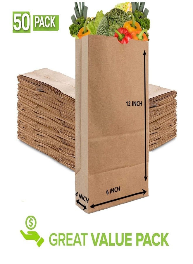 RANUR Food Grade Square Bottom Paper Bags for food packing or Flat bottom Carry bags for Gifting Disposal bags for Size 6 X 4 X 11.5 Inches Color Brown Paper Bags (50) - Image 2