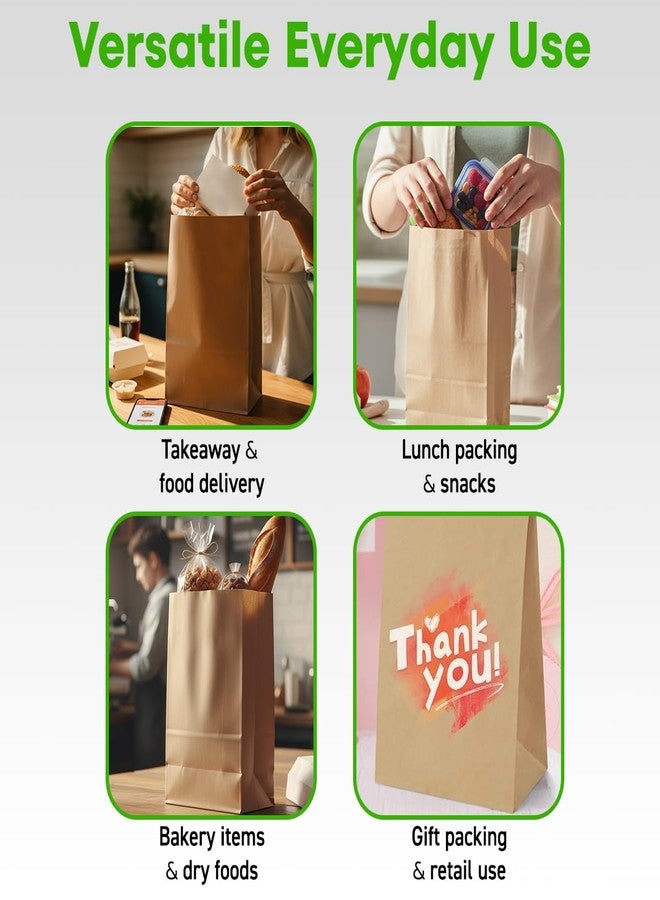 RANUR Food Grade Square Bottom Paper Bags for food packing or Flat bottom Carry bags for Gifting Disposal bags for Size 6 X 4 X 11.5 Inches Color Brown Paper Bags (50) - Image 5