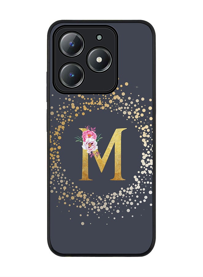 Stylizedd For Realme C63 / Realme C61 4G Case,Slim fit Camera Protection, Shockproof Thin Phone cover  - Custom Monogram Floral - M  (Grey ) - Image 1