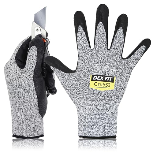 DEX FIT Level 5 Cut Resistant Gloves Cru553, 3D-Comfort Fit, Firm Grip, Thin & Lightweight, Touch-Screen Compatible, Durable, Breathable & Cool, Machine Washable; Grey XL (10) 1 Pair - Image 1