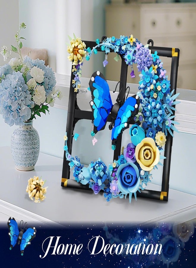 PLAXSOON Moon Flower Building Set with Lights, 1202 PCS Wall Botanical Flowers Building Block Kit with Butterfly, Floral Plant Office Home Decor for Her Adults Women Boys Girls 12+ - Image 4
