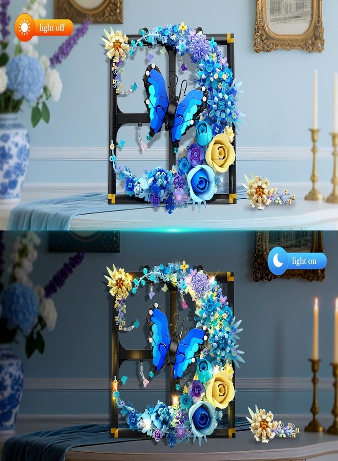 PLAXSOON Moon Flower Building Set with Lights, 1202 PCS Wall Botanical Flowers Building Block Kit with Butterfly, Floral Plant Office Home Decor for Her Adults Women Boys Girls 12+ - Image 3