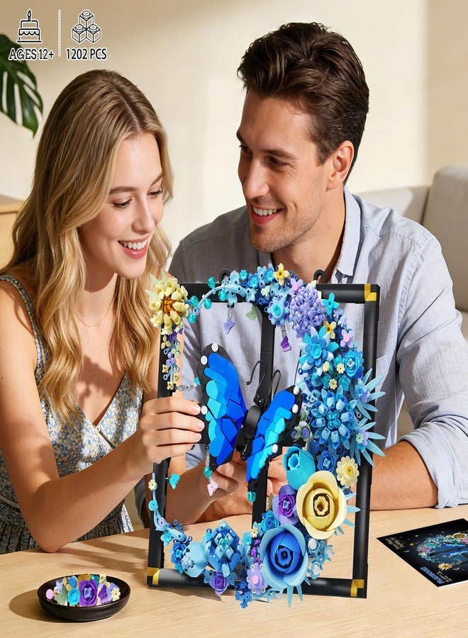 PLAXSOON Moon Flower Building Set with Lights, 1202 PCS Wall Botanical Flowers Building Block Kit with Butterfly, Floral Plant Office Home Decor for Her Adults Women Boys Girls 12+ - Image 5