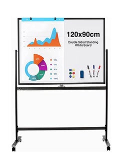 Cool Baby COOLBABY Large Size Rolling Whiteboard 90 * 120cm  Magnetic Whiteboard with Base  Double Sided Adjustable Height Dry Wipe Board  Mobile with Easel  Suitable for Home Offices And Schools  - Image 1