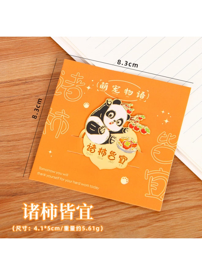 HELPS Creative Panda Bookmark Cute Metal Hollow Note Clip Classical Chinese Style Reading Marker Book Page Clip - Image 1
