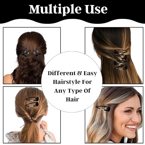 Magrido Tic Tac Hair Clips for Women & Girls – 24 Pc Set (12 Medium 3cm + 12 Large 4cm) | Matte Black Metal Hair Pins for Daily Styling, Non-Slip Grip, Durable & Stylish Hair Accessories - Image 4