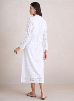 Femmella Cotton Schiffli Shirt Midi Dress by Styli  - Image 4