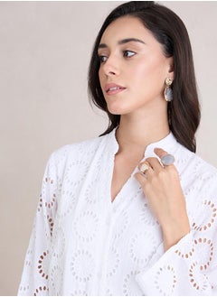 Femmella Cotton Schiffli Shirt Midi Dress by Styli  - Image 5