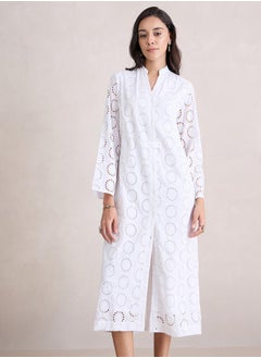 Femmella Cotton Schiffli Shirt Midi Dress by Styli  - Image 1