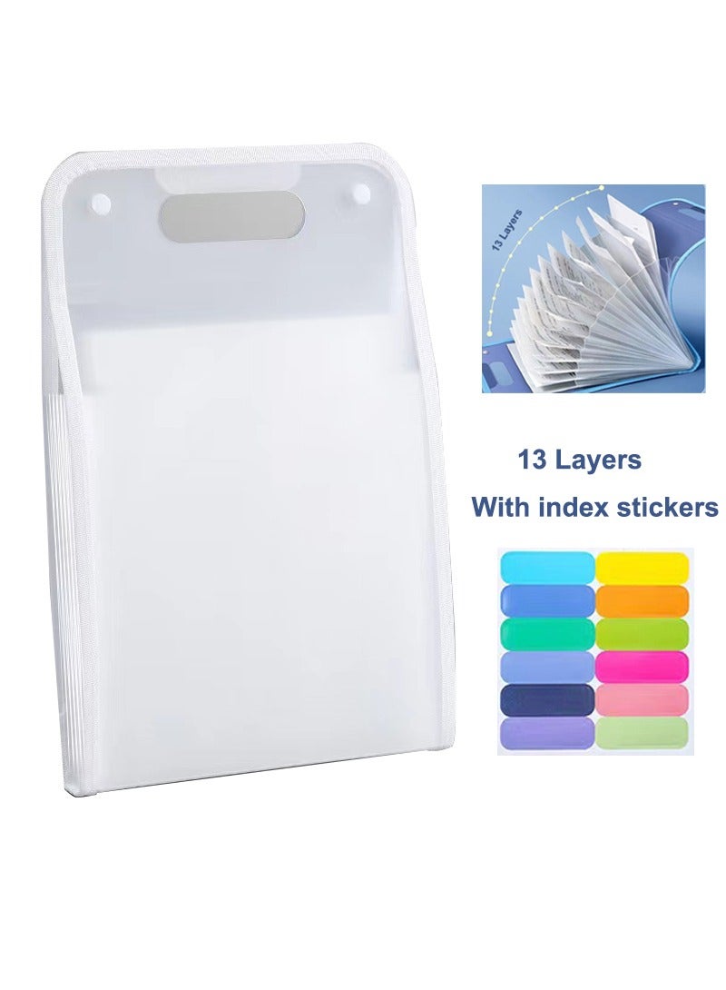 Expanding File Organizer with 13 Pockets, Accordion File Folders with Labels, Portable Document Paper Bill Receipt Organizer, Home College School Office Supplies, Letter Size, Blue - Image 1