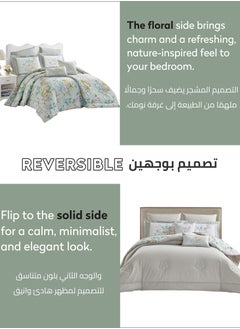 Donetella Cotton Comforter Set 4-Pcs Single Size All Season Reversible Floral Printed Bed Fits(120 X 200 Cm) With 350 GSM Down ALternative Filling,Pale Slate  - Image 5