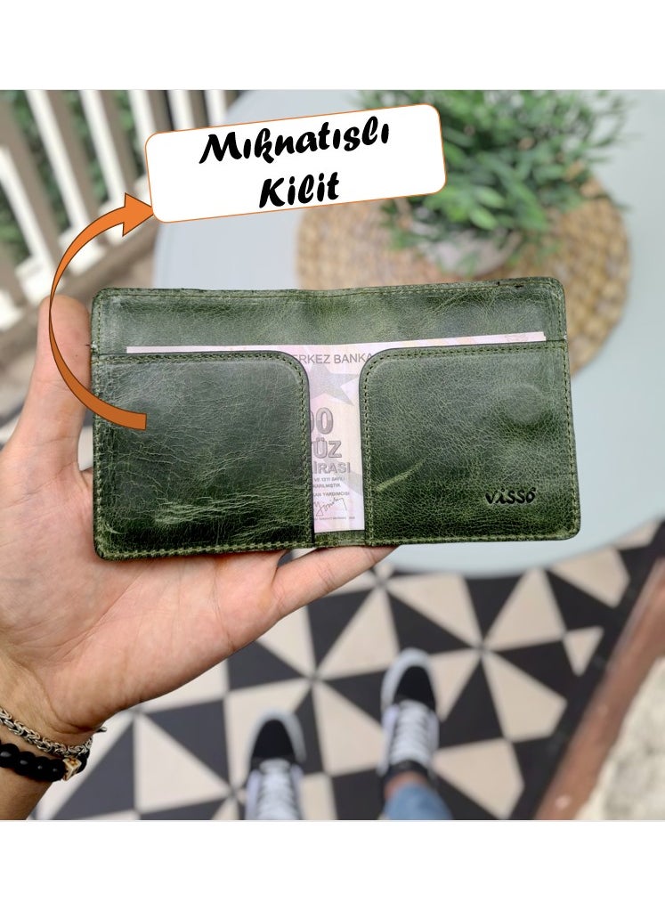 VISSO - 657 Calfskin Magnetic Men's Women's Card Holder Bag Wallet Stylish Hand Bag - Image 1