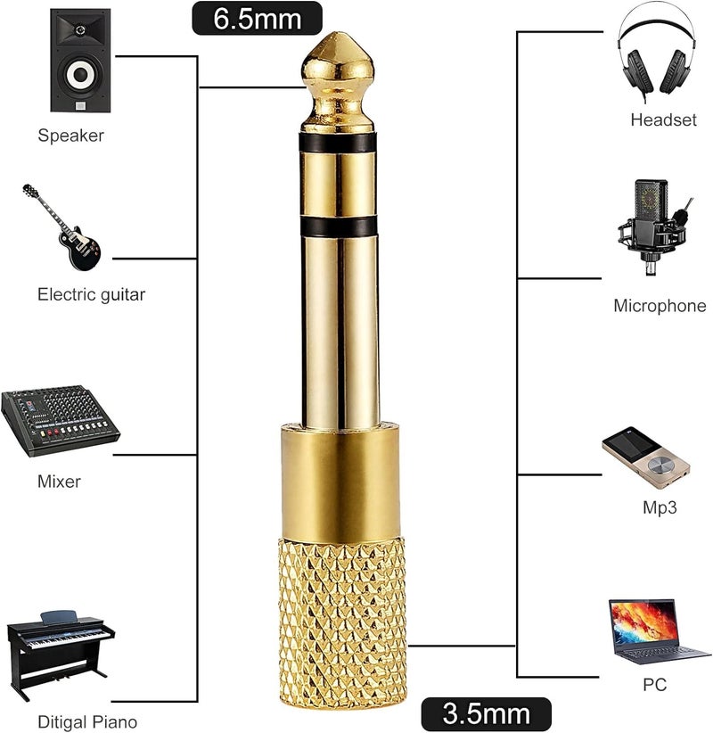 KEBILSHOP Headphone Adapter Jack, 4pcs Headphone Jack Converter 6.35 mm (1/4 Inch) Male to 3.5 mm (1/8 Inch) Female, Audio Stereo Plug Adapter 3.5 mm (1/8 Inch) Male to 6.35 mm (1/4 Inch) Female - Image 4