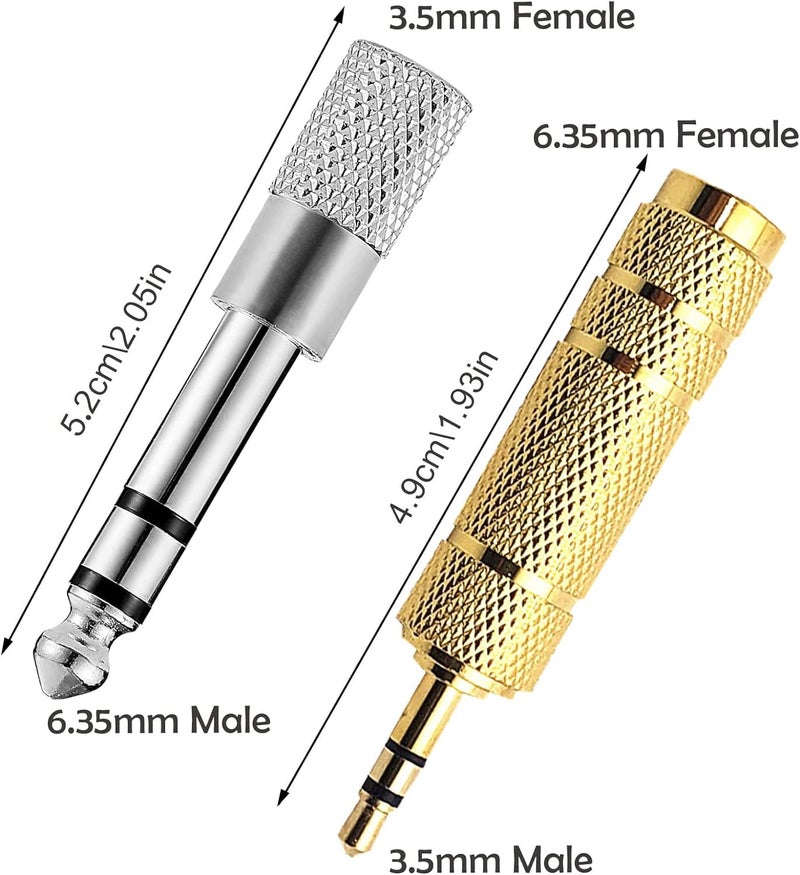 KEBILSHOP Headphone Adapter Jack, 4pcs Headphone Jack Converter 6.35 mm (1/4 Inch) Male to 3.5 mm (1/8 Inch) Female, Audio Stereo Plug Adapter 3.5 mm (1/8 Inch) Male to 6.35 mm (1/4 Inch) Female - Image 3