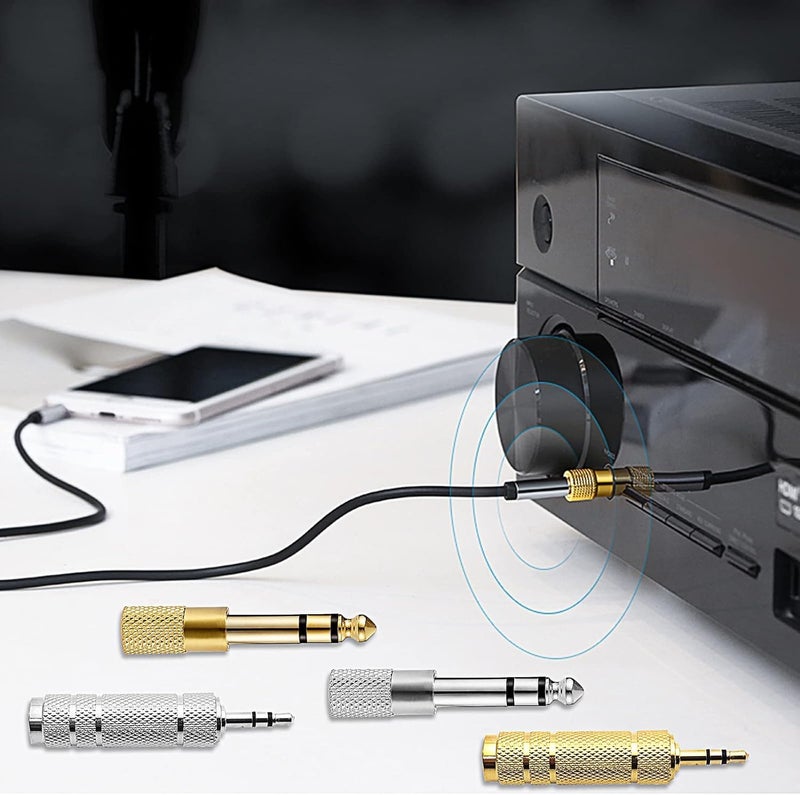 KEBILSHOP Headphone Adapter Jack, 4pcs Headphone Jack Converter 6.35 mm (1/4 Inch) Male to 3.5 mm (1/8 Inch) Female, Audio Stereo Plug Adapter 3.5 mm (1/8 Inch) Male to 6.35 mm (1/4 Inch) Female - Image 5