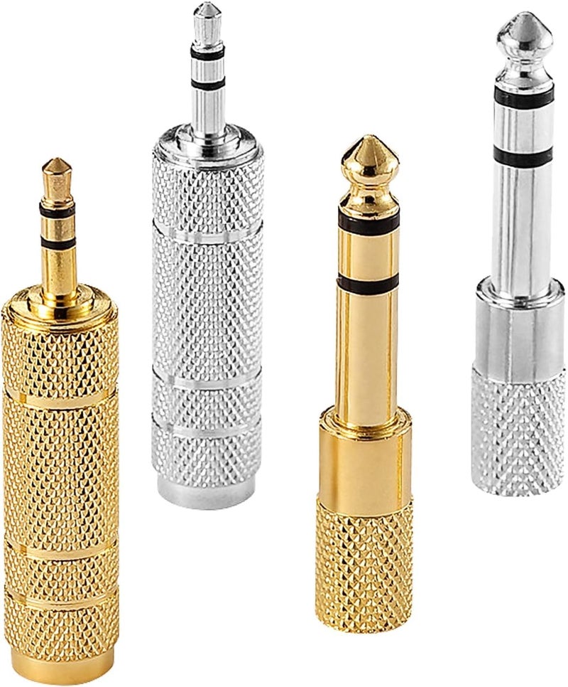KEBILSHOP Headphone Adapter Jack, 4pcs Headphone Jack Converter 6.35 mm (1/4 Inch) Male to 3.5 mm (1/8 Inch) Female, Audio Stereo Plug Adapter 3.5 mm (1/8 Inch) Male to 6.35 mm (1/4 Inch) Female - Image 1