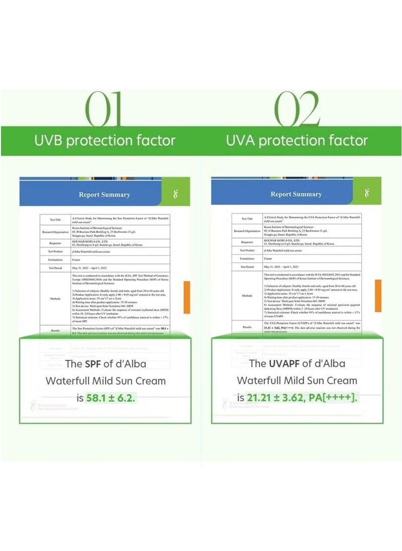 d'Alba White Truffle Waterfull Mild Sunscreen, Vegan, Mineral Sunscreen, SPF 50+ PA++++, Non-Nano Sunscreen Suitable for Sensitive Skin, Gentle & Light Finish, Korean Skincare - Image 5