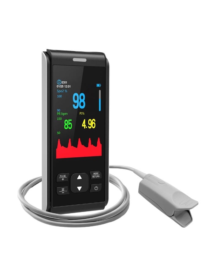 جهاز قياس الأكسجين ونبضات الأصابع المحمول – مراقبة مستمرة لمستوى O₂، معدل النبض، وقيمة PI – قابل لإعادة الشحن - Image 1