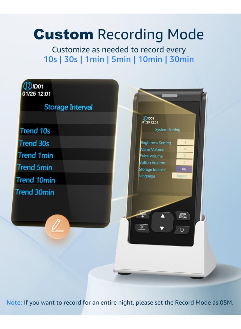 جهاز قياس الأكسجين ونبضات الأصابع المحمول – مراقبة مستمرة لمستوى O₂، معدل النبض، وقيمة PI – قابل لإعادة الشحن - Image 3