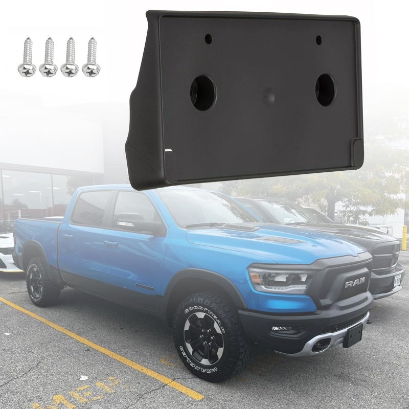 Front License Plate Frame for Dodge Ram 1500 DT Rebel TRX ONLY 20192024 Front Bumper License Tag Plate Holder Mounting Bracket Replace 68274219AD NOT FIT for DSClassic and Other DT Bumper
