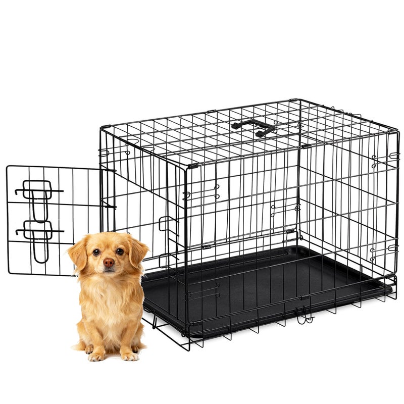 Aidoly Dog Crate - 24 Inch Small Single Door Portable Puppy Dog Cage, Metal Wire Pet Kennel with Secure Lock, Leak-Proof Pan Tray, Foldable Design for Small Dog Indoor Training and Outdoor Trave - Image 1