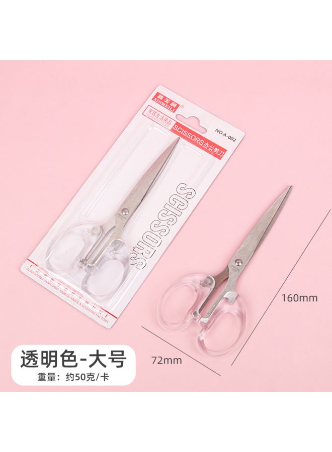 HELPS Simple Office Scissors Transparent Hand Account Portable Handmade Small Scissors Student Art Paper Cutting Knife - Image 1