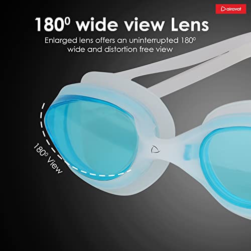AIRAVAT FRAYER Swimming Goggles for Men Women Adults Teenagers, Polycarbonate Goggles, Swimming Goggles, Anti Fog Anti UV No Leakage Clear Vision, Free Size (White Blue) - Image 5