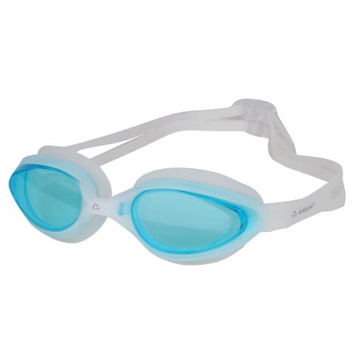 AIRAVAT FRAYER Swimming Goggles for Men Women Adults Teenagers, Polycarbonate Goggles, Swimming Goggles, Anti Fog Anti UV No Leakage Clear Vision, Free Size (White Blue) - Image 1