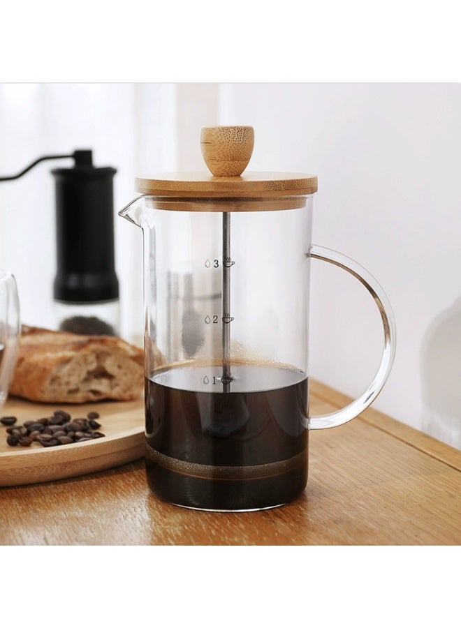 eBasket Portable French Press Coffee Maker 700ml, Wooden/Pyrex - Image 4