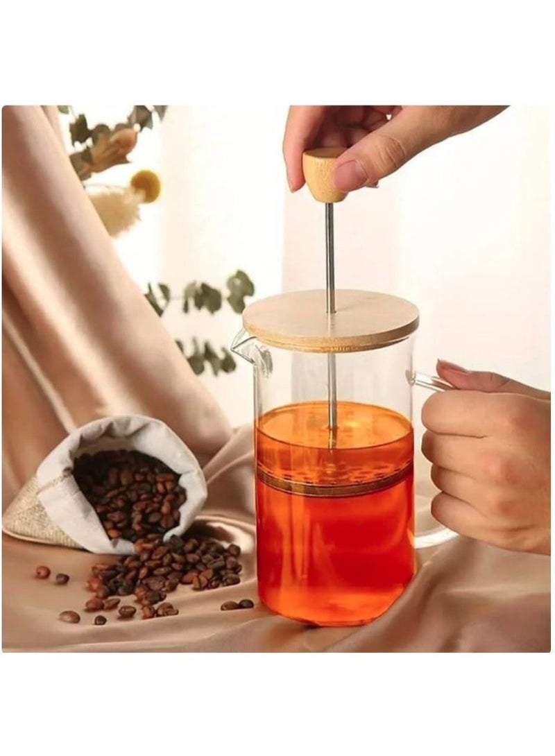 eBasket Portable French Press Coffee Maker 700ml, Wooden/Pyrex - Image 5