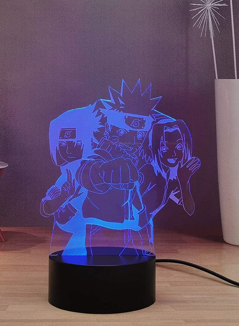 althiqahkey Naruto 3D Night Light, Anime Figures USB Remote Control LED Table Lamp, Children Desk Lamp, Uzumaki Naruto Uchiha Sasuke Haruno Sakura 7 Colors Home Decor Light, Anime Fans Souvenir Presents - Image 4