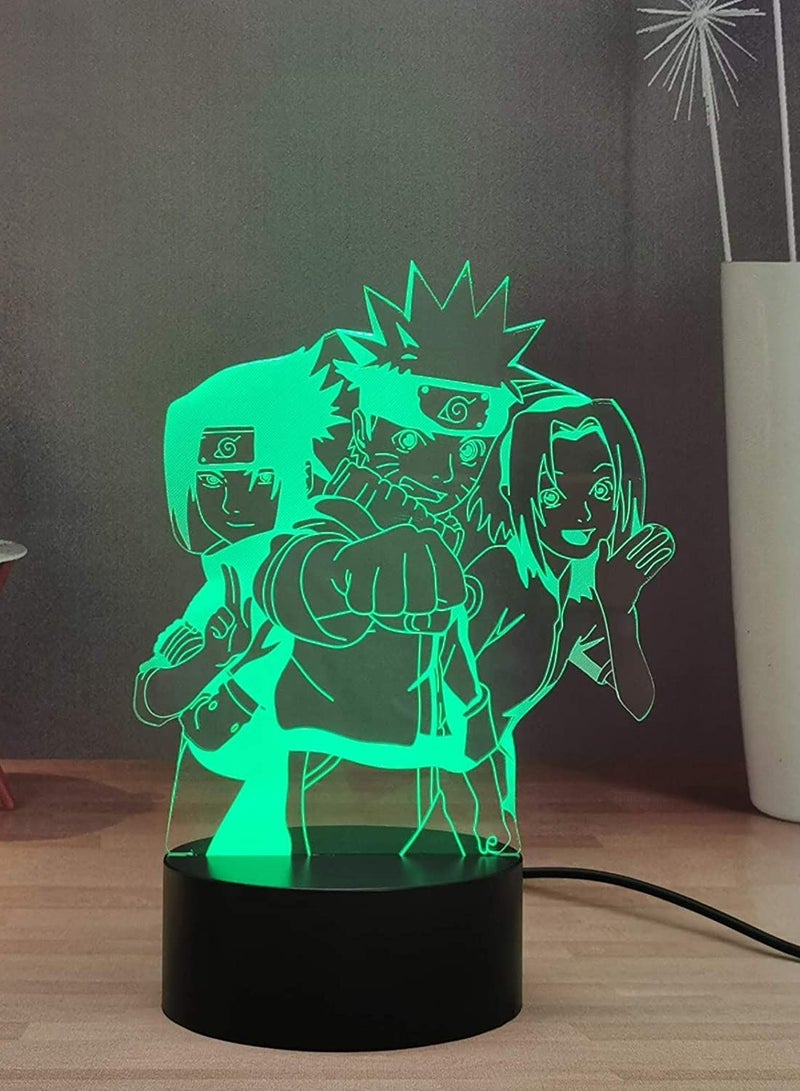 althiqahkey Naruto 3D Night Light, Anime Figures USB Remote Control LED Table Lamp, Children Desk Lamp, Uzumaki Naruto Uchiha Sasuke Haruno Sakura 7 Colors Home Decor Light, Anime Fans Souvenir Presents - Image 5