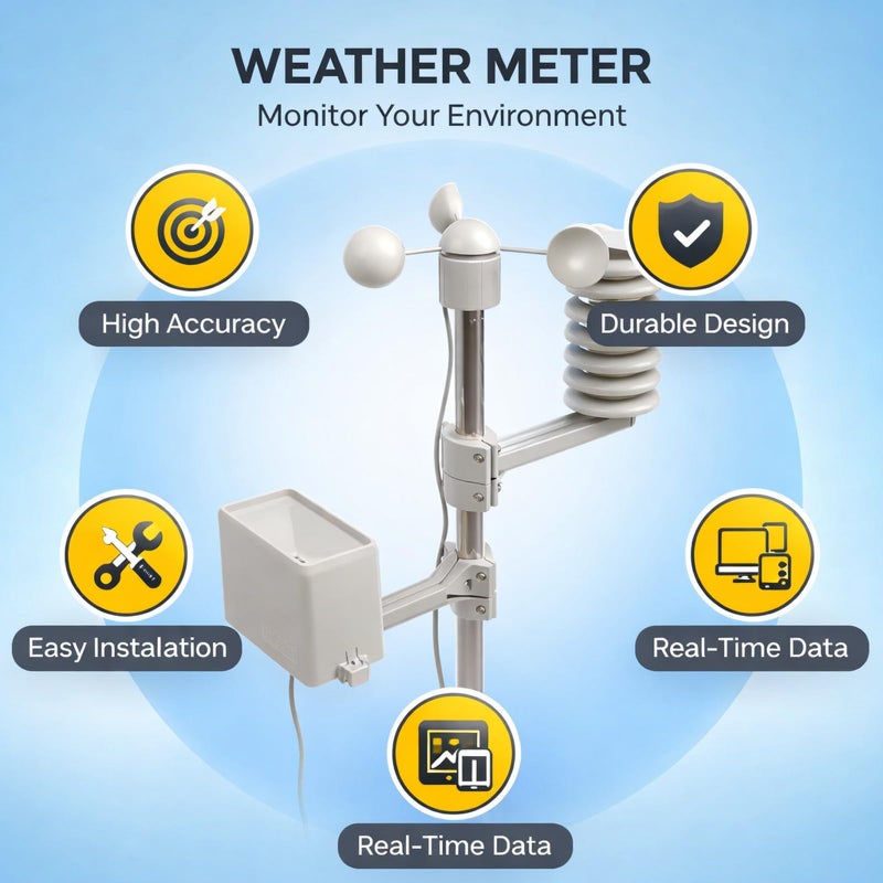 3 Cup Wind Speed Sensor with RJ11 Connector Durable ABS Material for Weather Station - Image 4