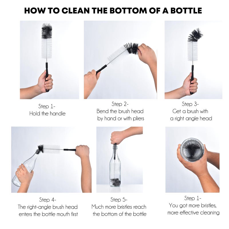 ALINK 16 inch Extra Long Black Bottle Cleaning Brush Cleaner for Washing Narrow Neck Beer/Wine/Thermos, Sport Well/Brewing Bottles/Hummingbird Feeder - Image 4
