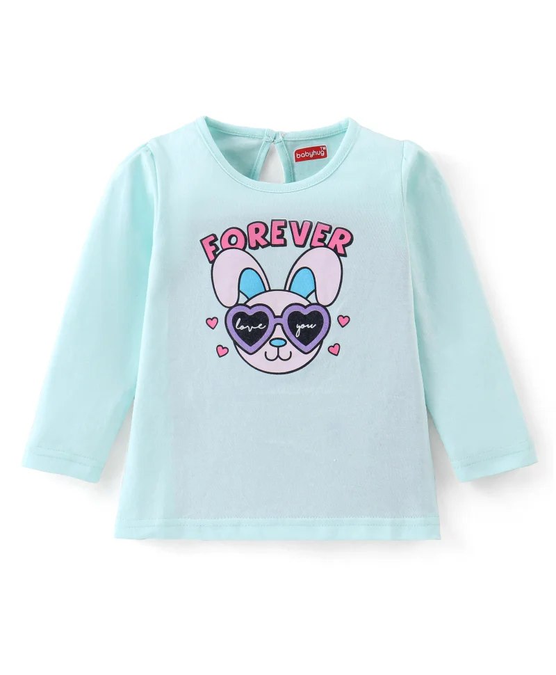 babyhug Babyhug Cotton Knit Full Sleeves T-Shirt with Graphics Print - Light Blue