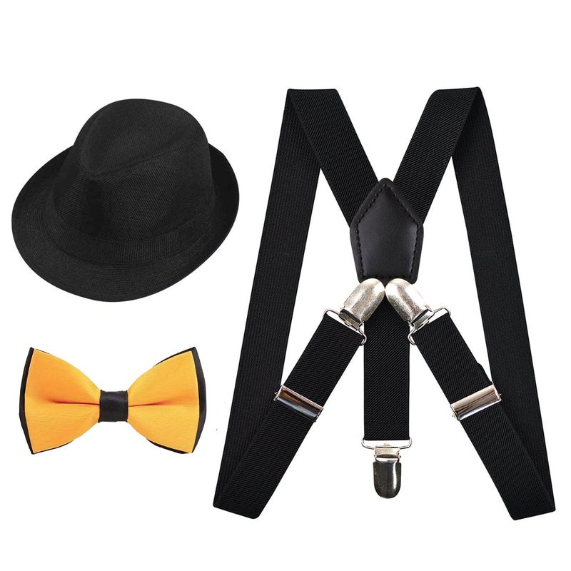 RR DESIGN Store RR DESIGN Tuxedo Suspender and Bow Tie Set with Matched Hat for Kids 1yrs to 5yrs - Image 1