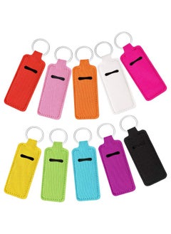 BOAO Boao 10 Pieces Lipstick Keychain Holder Lip Balm Holder Keychain Clip on Sleeve Colorful Lipstick Pocket Keychain Bag Accessories for Women  - Image 1