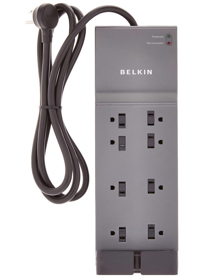 belkin شريط طاقة مزود بـ 8 منافذ واقٍ من التيار الزائد بمقبس مسطح، سلك بطول 6 أقدام، مثالي لأجهزة الكمبيوتر والمسرح المنزلي والأجهزة المنزلية ومعدات المكتب (3550 جول) عبوة من 3 قطع - Image 3