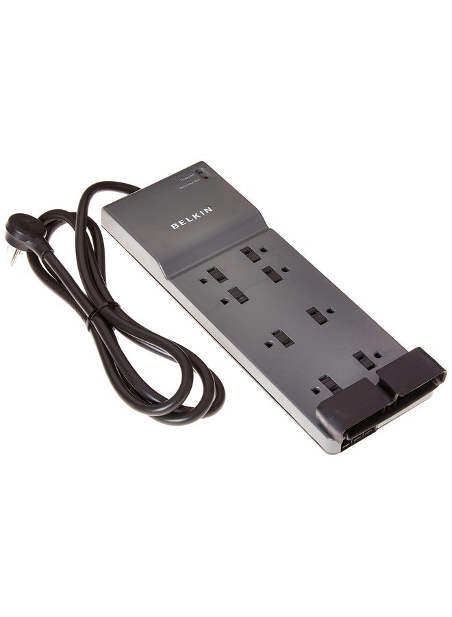 belkin شريط طاقة مزود بـ 8 منافذ واقٍ من التيار الزائد بمقبس مسطح، سلك بطول 6 أقدام، مثالي لأجهزة الكمبيوتر والمسرح المنزلي والأجهزة المنزلية ومعدات المكتب (3550 جول) عبوة من 3 قطع - Image 2