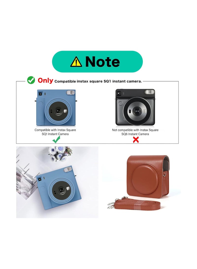 SYOSI Square SQ1 Case - Protective Case for Fujifilm Instax Square SQ1 Instant Camera - PU Leather Cover with Adjustable Shoulder Strap - Orange Brown - Image 4