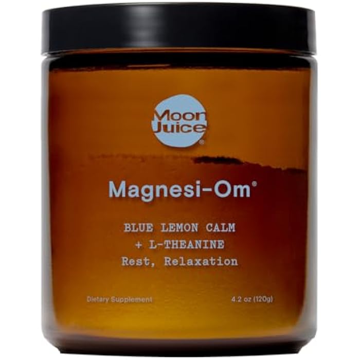 Moon Juice Magnesi-Om Magnesium Powder Supplement - Chelated Magnesium Complex + L-Theanine Blend for Rest, Relaxation & Regularity - Vegan, Non-GMO & No Sugar, Blue Lemon, 4.2 oz, 30 Servings - Image 1
