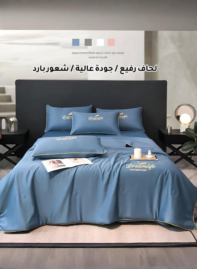 Luxurious 4-Piece Summer Bedding Set with Elegant Lace Detailing & Temperature Control - Image 2