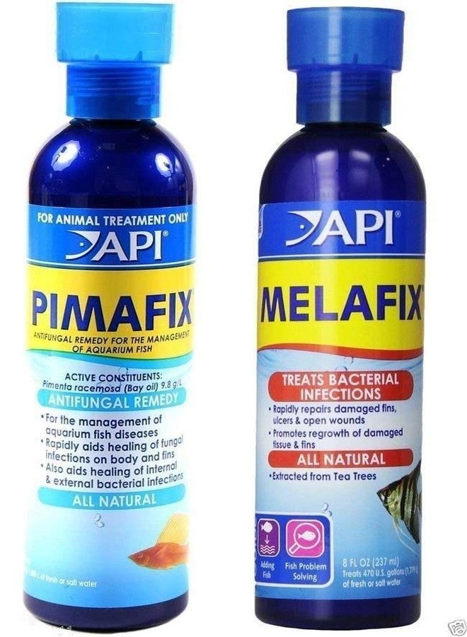 API Fish Treatment - 237 ml (Api Pimafix + Api Melafix) - Heals Bacterial & Fungal Infections, Repairs Damaged Fins & Open Wounds - Safe for Fresh & Saltwater Aquariums