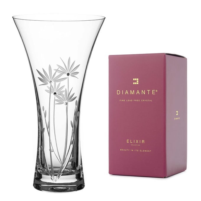 SWAROVSKI TRUMPET SHAPED VASE BLOOM HAND CUT FLOWER DECORATION WITH SWAROVSKI CRYSTALS 25CM