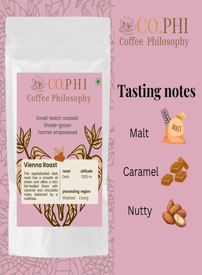 CO.PHI Coffee Philosophy COPHI Coffee Philosophy Vienna Roast (250g) French Press Coffee Powder, Dark Roast, Arabica Robusta Marbled Blend, Specialty Coorg Ground Coffee, Washed Process, No Chichory, Makes 15 Cups - Image 2
