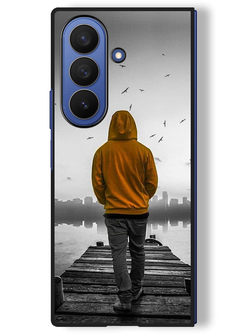 Theodor Case Compatible with Samsung Galaxy Z Fold 7 - 8 Inch Protection Shockproof Bumper Cover Sad Boy Walking - Image 1