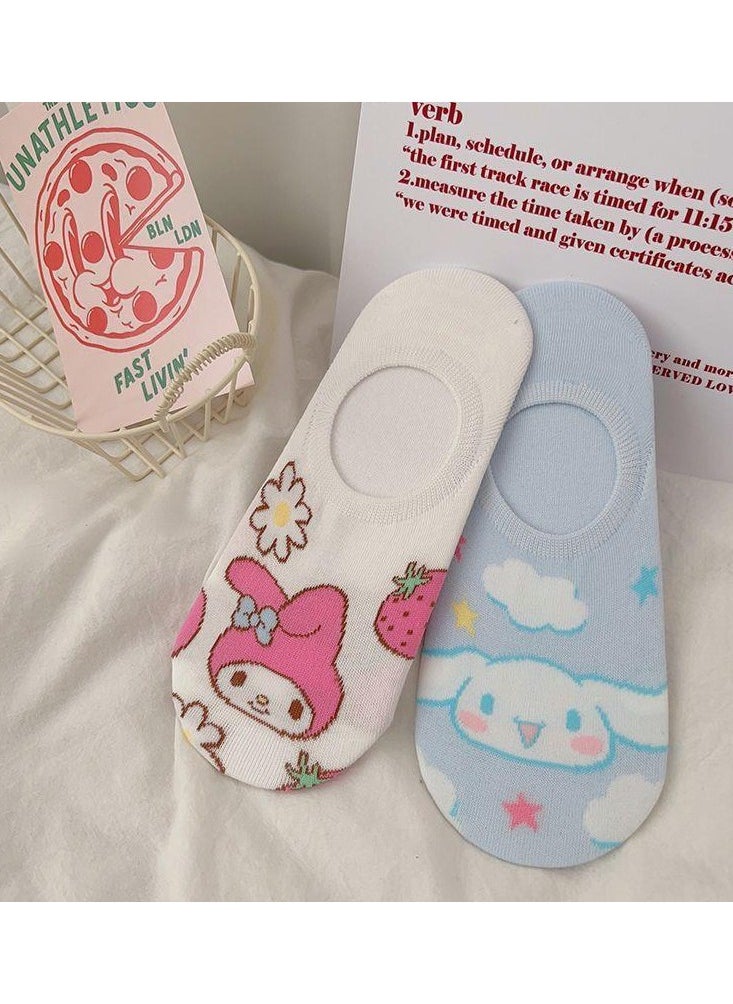 Sanrio - 4 Pair Sanrio Cotton Casual Ankle Socks Multicolour - Image 1