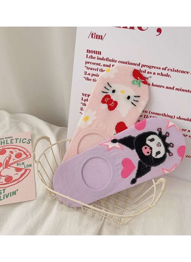 Sanrio - 4 Pair Sanrio Cotton Casual Ankle Socks Multicolour - Image 1